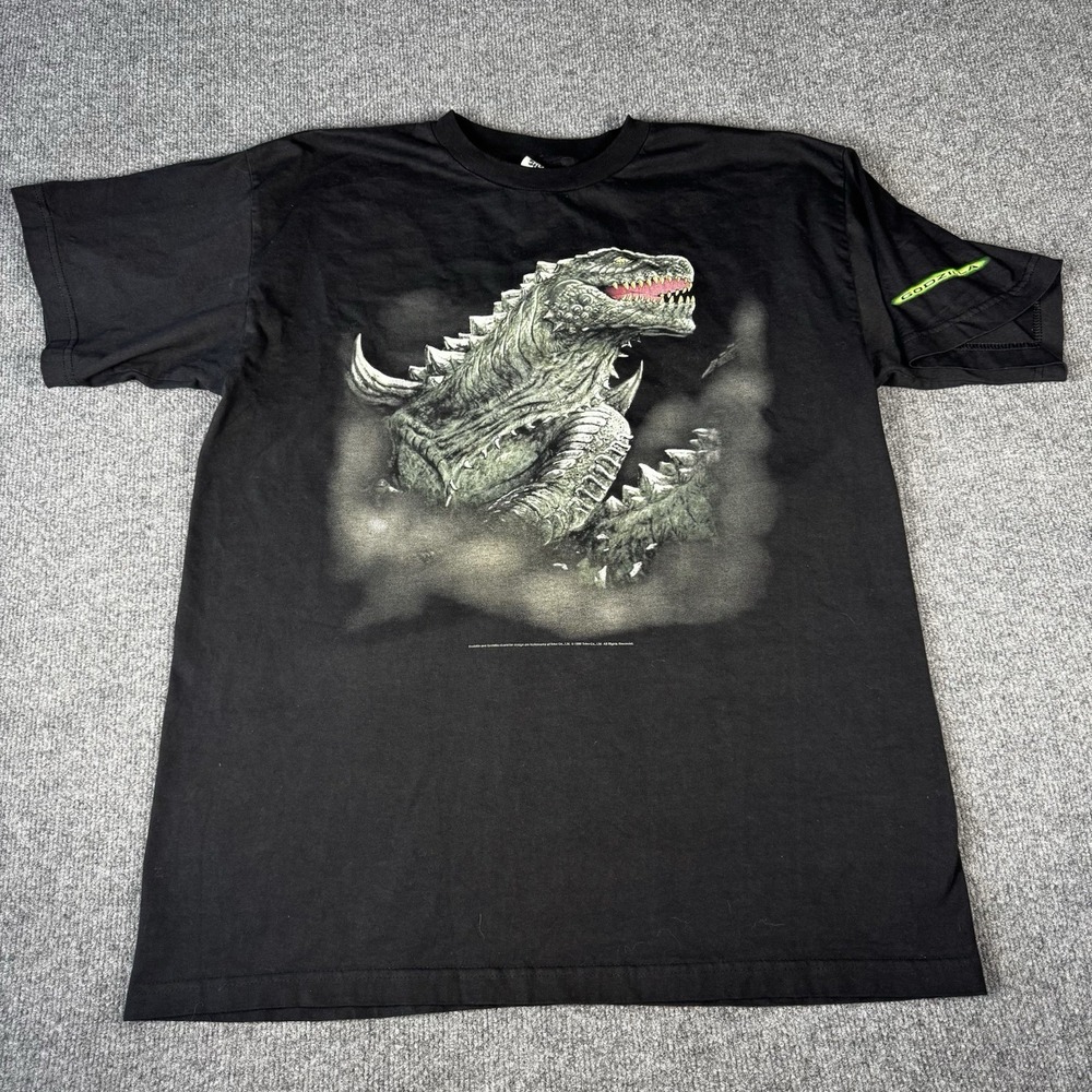 Vintage 90s 1998 Godzilla Movie Promo T Shirt Large Black Faded Men's Voice Box